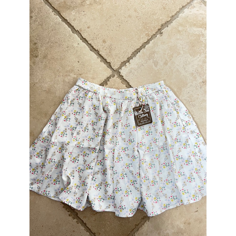 NWT Matilda Jane Girls 12 Hello Lovely Flouncy Floral Shorts Skort White Multi